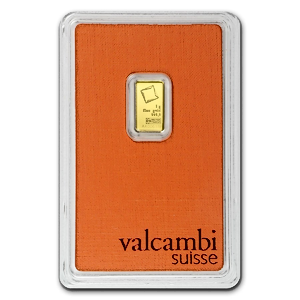 1 Gram Valcambi Swiss Gold Bullion Bar