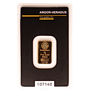 5 Gram Argor-Heraeus Kinebar Gold Bullion Bar