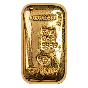 50 Gram Metalor Swiss Cast Gold Bullion Bar