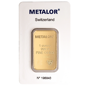 1 oz Metalor Swiss Gold Bullion Bar (Pre-Owned in Good Condition)