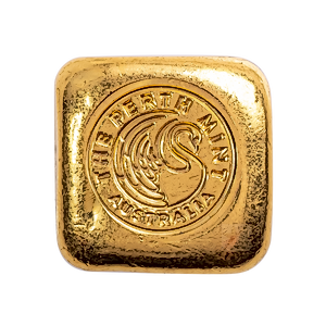 1 oz Perth Mint Cast Gold Bullion Bar - JG Square Button Design