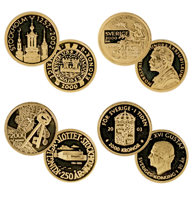 10.8 Gram Gold Swedish Gold 2000 Kronor Bullion Coin (Various Years)