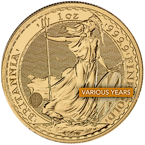 1 oz United Kingdom Gold Britannia Bullion Coin (Various Years)