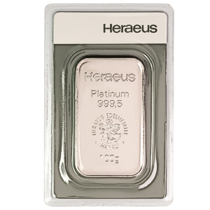 100 Gram Heraeus Platinum Bullion Bar