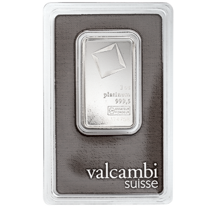 1 oz Valcambi Swiss Platinum Bullion JG Bar