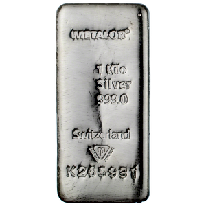 1 Kilogram Metalor Swiss Silver Bullion Bar (Pre-Owned in Good Condition)