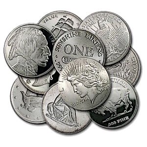 1 oz Generic Silver Bullion Rounds - Various Designs