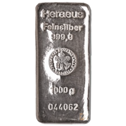 A 1 kg Heraeus silver bullion bar